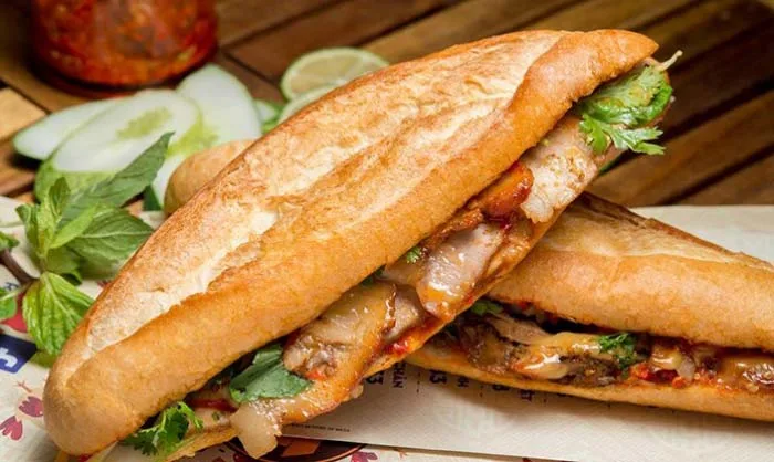 Traditional Vietnamese banh mi sandwich